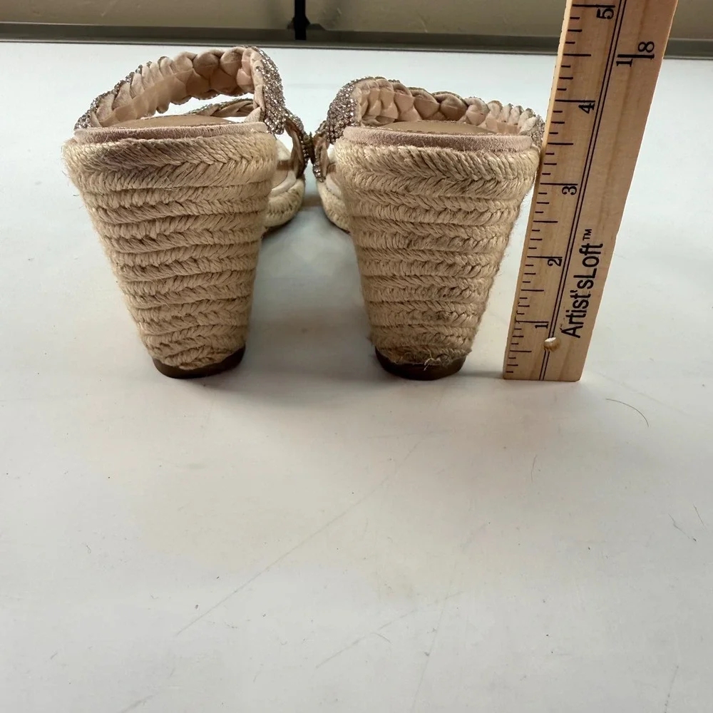 Steve Madden Espadrille Wedge Sandals‎ Rhinestone Braided Straps Size 9.5 Summer